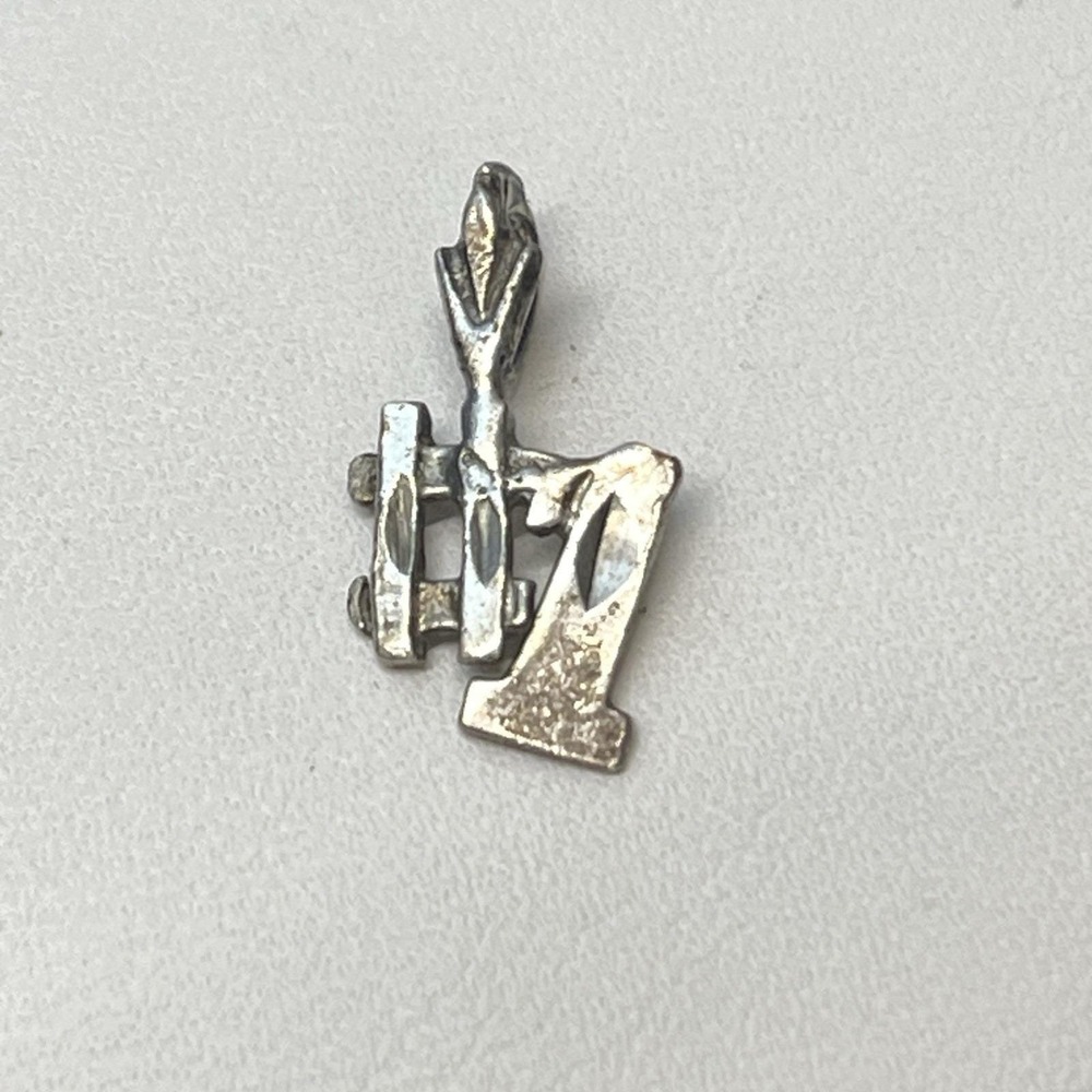 Sterling Silver 925 Number 1 No #1 Diamond Cut Charm Pendant 0.5 gr Small 0.75"